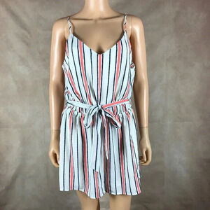 ONE CLOTHING Spaghetti Strap Striped Romper NEW Large